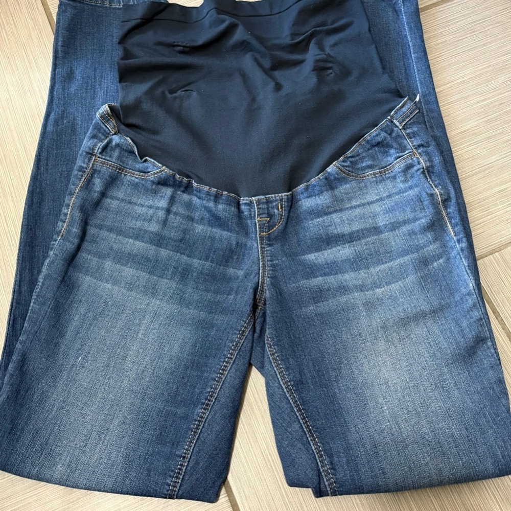 1822 Denim Dark Blue Stretch Maternity Overalls
